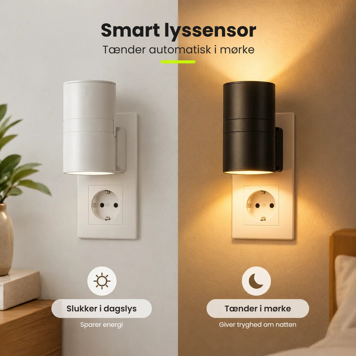 Smart LED-væglampe med lyssensor